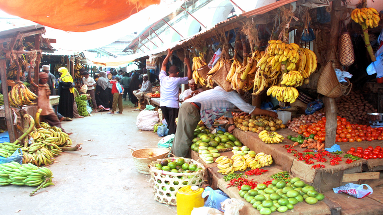 Stone Town market — fresh produce, vendors, and daily Swahili coastal life in the historic town